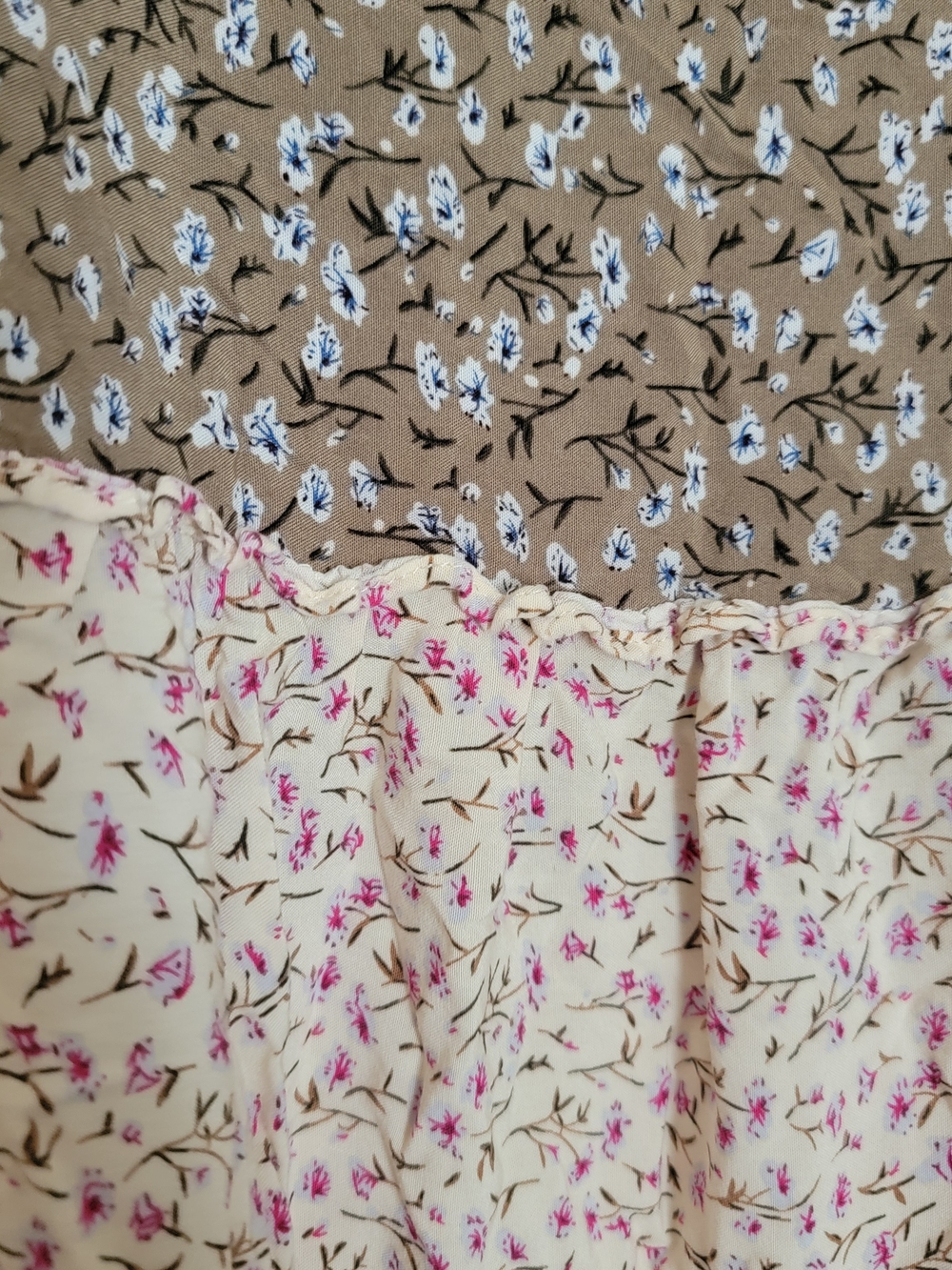 NATURAL LIFE Brown and Pink Tiered Floral Maxi Dress - Picture 2 of 6